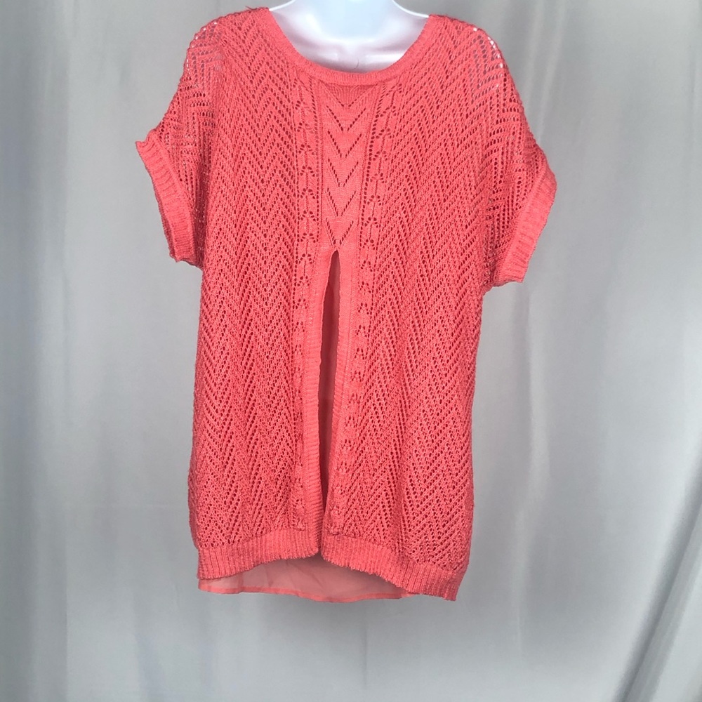 Christopher & Banks Coral Split Back Sweater XL - Picture 2 of 5